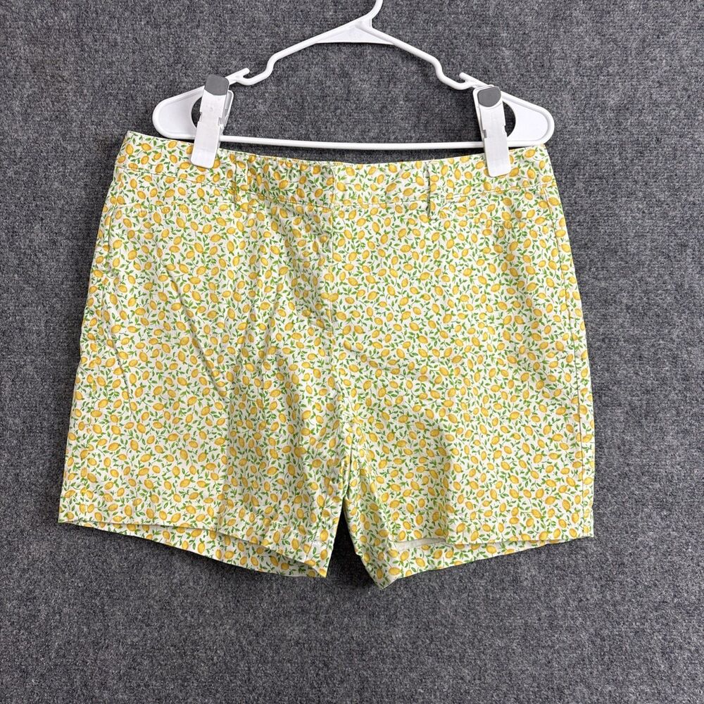 Lands' End Shorts Womens Size 14P Lemon Print Chino Summer Beach Cottage Chintz